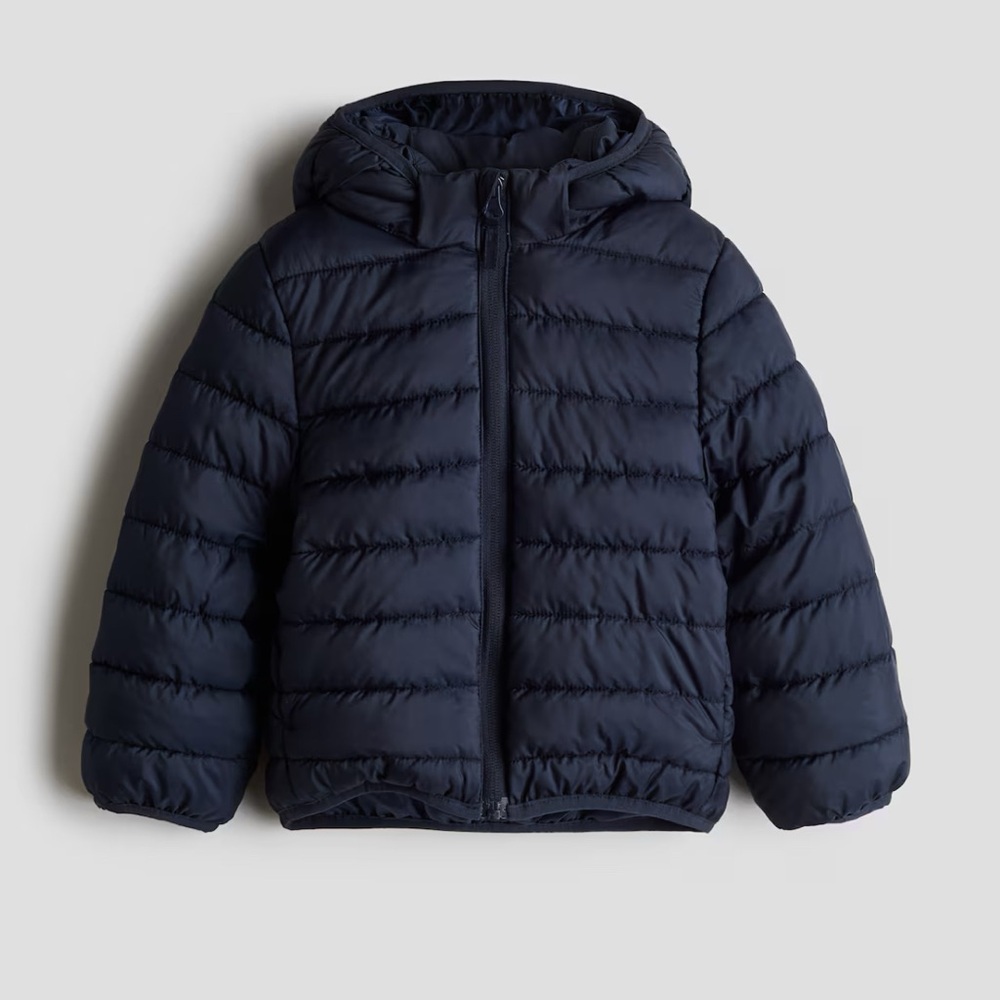 Navy Blue Kids Puffer Jacket Water Repellent H&M Size 6-7
